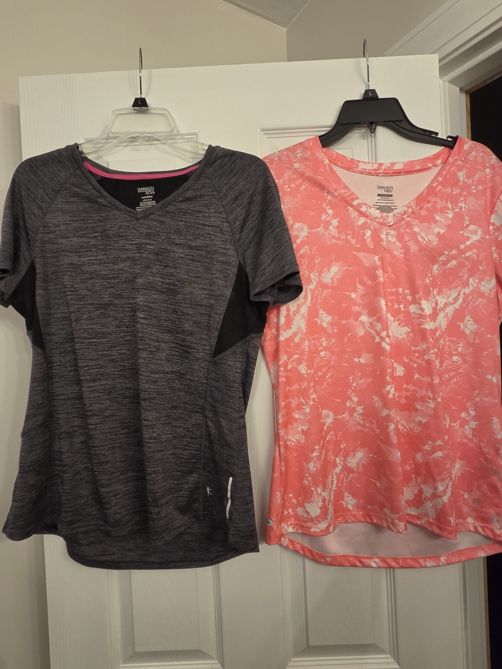 Danskin Active Short Sleeve Tee - Charcoal & Coral Tie-Dye